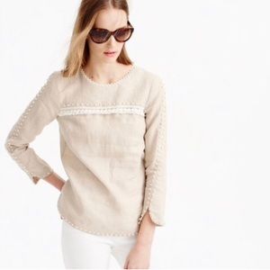 J.Crew linen detail long sleeve top